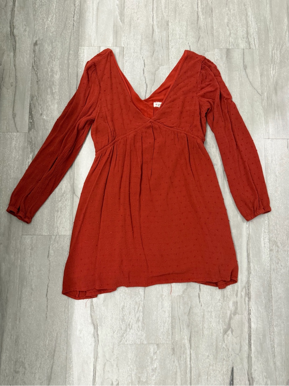 Rust orange V-Neck Long Sleeve Tunic